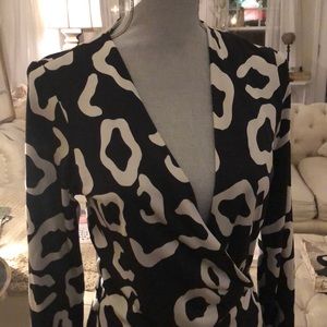 Black and cream wrap dress